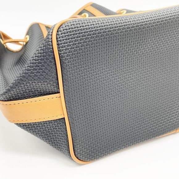 Yves Saint Laurent Logo Plate Drawstring Shoulder Bag Brown Black - Picture 9 of 10